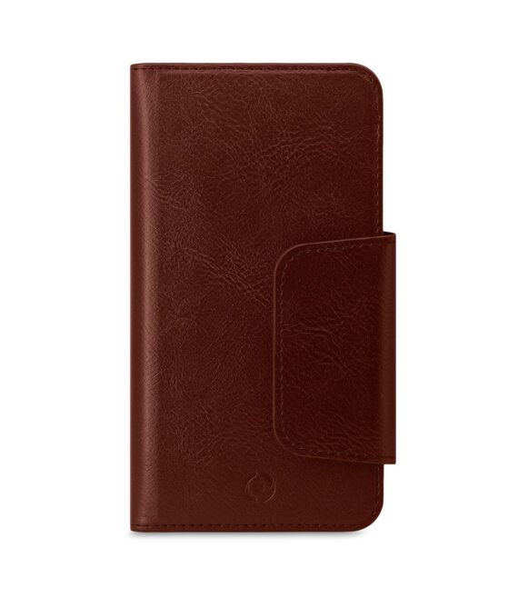 DUOMO - Custodia a libro con chiusura magnetica, slot porta carte colore marrone compatibile con gli smartphone fino a 6.5"