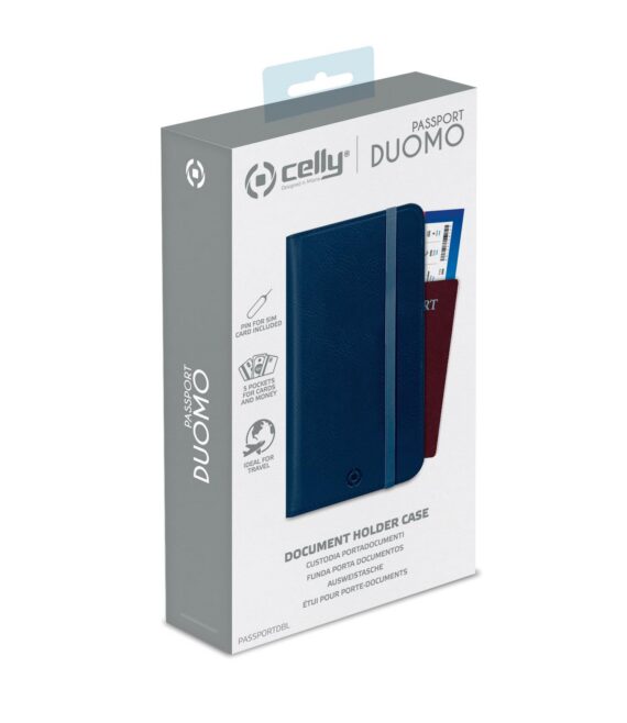 PASSPORTD - Custodia porta documenti, passaporti in pelle sintetica con chiusura magnetica e tasca porta scheda Sim e slot per carte