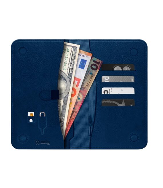 PASSPORTD - Custodia porta documenti, passaporti in pelle sintetica con chiusura magnetica e tasca porta scheda Sim e slot per carte