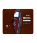 PASSPORTD - Custodia porta documenti, passaporti in pelle sintetica con chiusura magnetica e tasca porta scheda Sim e slot per carte