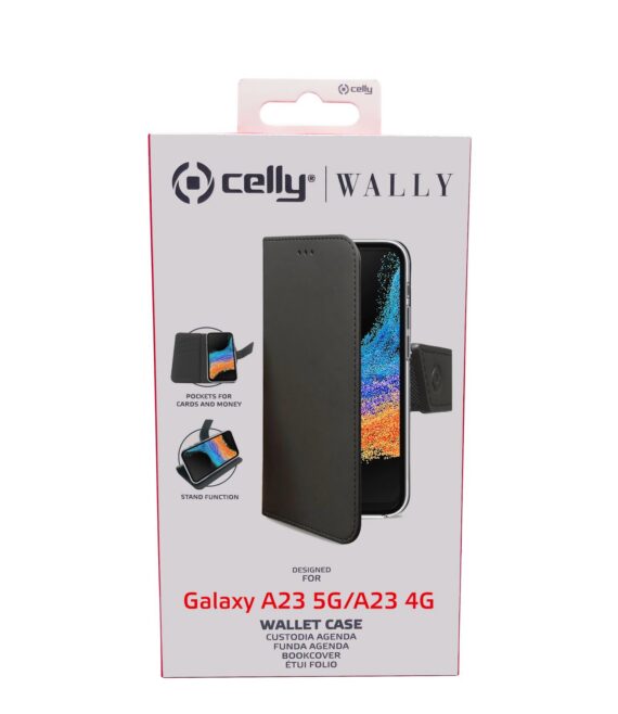 WALLY - Custodia a libro in pelle sintetica con chiusura flap magnetico, slot per carte e funzione stand Samsung Galaxy A23 5G/ Galaxy A23 5G Enterprise Edition/ Galaxy A23 4G