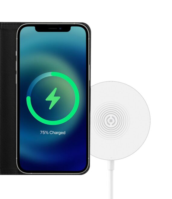 WALLYMAG - Custodia a libro in pelle sintetica compatibile con la tecnologia Magsafe per Apple iPhone 13