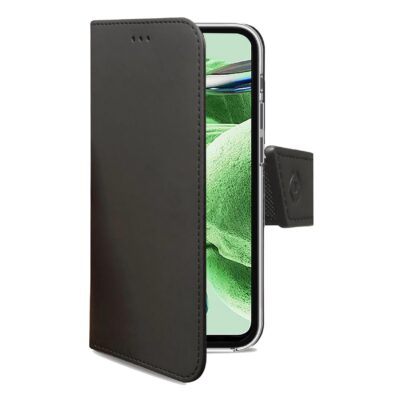 WALLY - Custodia a libro in pelle sintetica con chiusura flap magnetico, slot per carte e funzione stand colore nero compatibile con Xiaomi Redmi Note 12 5G/ Poco X5 5G