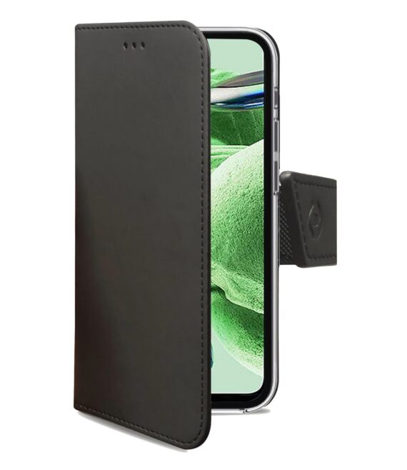 WALLY - Custodia a libro in pelle sintetica con chiusura flap magnetico, slot per carte e funzione stand colore nero compatibile con Xiaomi Redmi Note 12 5G/ Poco X5 5G
