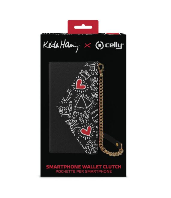 KEITH HARING - Pochette universale con fissaggio magnetico compatibile con gli smartphone fino a 6.7" dimensione display