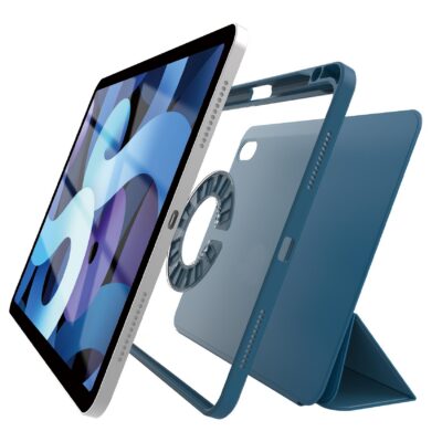BOOKMAG - Custodia colore blu magnetica removibile, composta da cover e custodia magnetiche compatibile con Apple iPad 7/8/9 gen