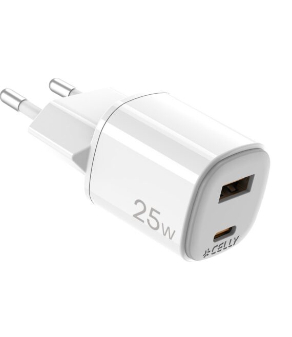 Caricabatteria da rete con doppia porta USB-C e USB-A, tecnologia GaN, potenza massima 25 Watt [UPTC COLLECTION]