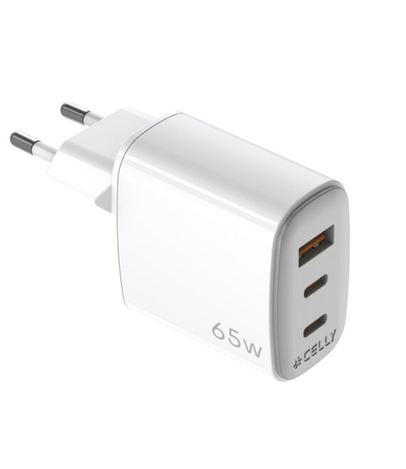 Caricabatteria da rete con tripla porta 2 USB-C e USB-A, tecnologia GaN, potenza massima 65 Watt [UPTC COLLECTION]
