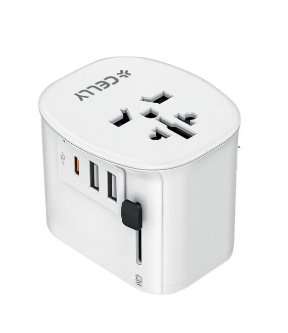 MULTIPLUG30W - Caricabatteria da viaggio, prese internazionali, potenza massima 30 Watt, doppia porta USB-A e USB-C