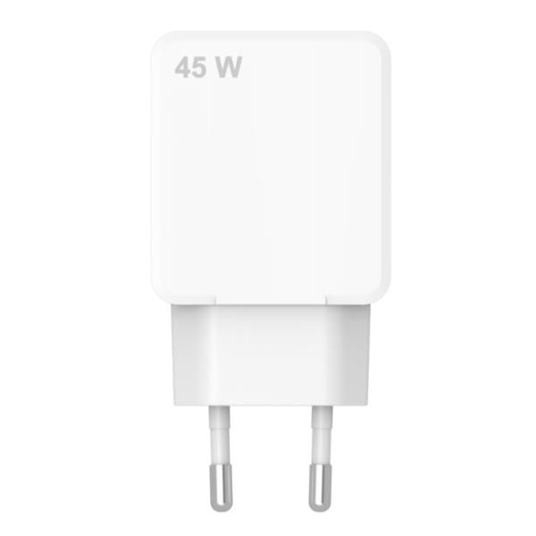 SLIMTC1C1A45W - Caricabatteria da rete slim con doppia porta USB-C e USB-A, 1 cm di larghezza, tecnologia GaN, potenza massima 45 Watt [SLIM COLLECTION]