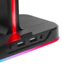 CYBERSTATION - Alzatina porta cuffie, luci RGB, utilizzabile come HUB o Power station, due porte USB-A