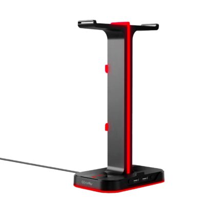 CYBERSTATION - Alzatina porta cuffie, luci RGB, utilizzabile come HUB o Power station, due porte USB-A