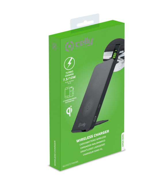 WLFASTSTAND - Caricabatteria wireless con funzione stand, potenza massima 10 Watt, indicatori LED