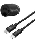 Caricabatteria da auto con porta USB-C, cavo USB-C a Lightning incluso, tecnologia Power Delivery, potenza massima 20 Watt [PRO POWER]