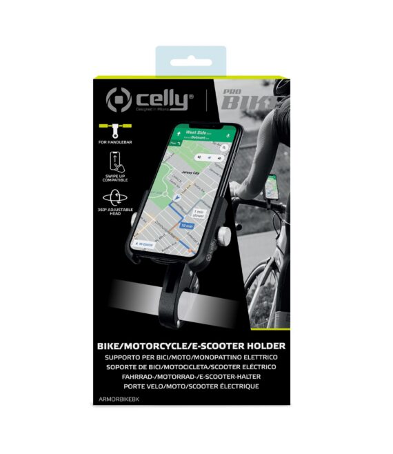 ARMORBIKE - Supporto per smartphone universale utilizzo bici, ebike, monopattino ultra resistente in metallo, dotato di alette con viti manuali, gancio regolabile, ruotabile a 360°