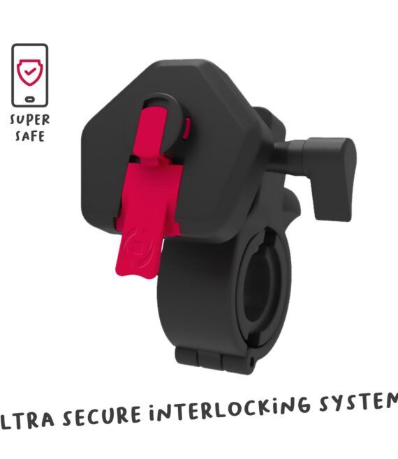 SNAPBIKE - Supporto modulare per smartphone, utilizzabile manubrio bici e ebike, sistema blocco sicuro, testina regolabile, incastro device tramite piastra dedicata in confezione