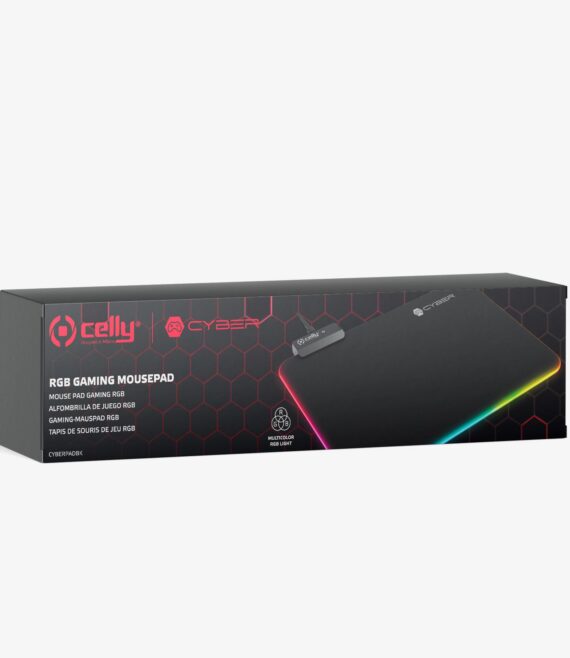 CYBERPAD - Tappetino per mouse da Gaming con luci RGB multicolore su tutti i bordi, morbido tessuto, base gommata con texture anti scivolo