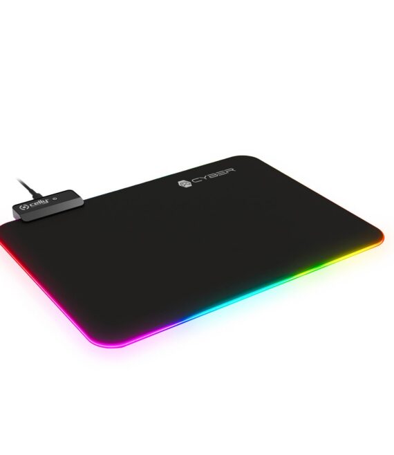 CYBERPAD - Tappetino per mouse da Gaming con luci RGB multicolore su tutti i bordi, morbido tessuto, base gommata con texture anti scivolo