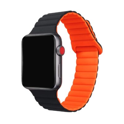 WBANDMAG - Cinturino di ricambio per Apple Watch da 42/44/45mm, materiale silicone sagomato, chiusura con aggancio magnetico