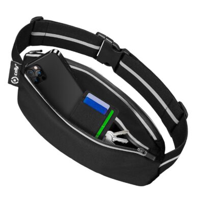RUNBSPORT - Cintura sportiva regolabile, compatibile con smartphone fino a 6.9″ dimensione display, bordi riflettenti, materiale elastico