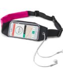 RUNBDUO - Cintura elastica regolabile ultra leggera, tasca interna porta smartphone, finestra trasparente per utilizzo touch, auricolari stereo jack 3,5mm, compatibili device 6.5"