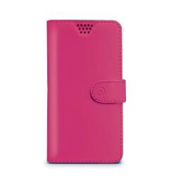 WALLYUNI - Custodia universale a libro colore fucsia con sistema fissaggio adesivo compatibile con gli smartphone da 5.5″ a 6″
