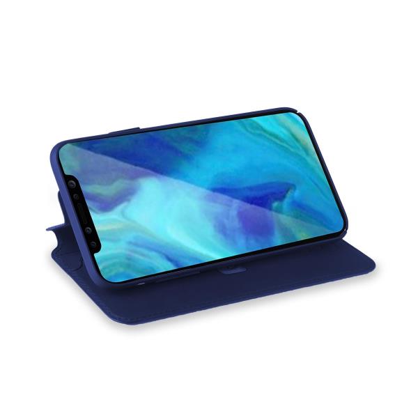 PRESTIGE - Custodia ad agenda ultrasottile con finitura morbida con effetto opaco colore blu compatibile con Apple iPhone Xs Max