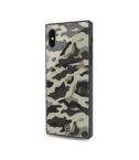 DIAMOND SQUARE - Cover rigida con retro in vetro temperato anti graffio e bordi in TPU con effetto squadrato colore camouflage nero compatibile con Apple iPhone Xs/ iPhone X