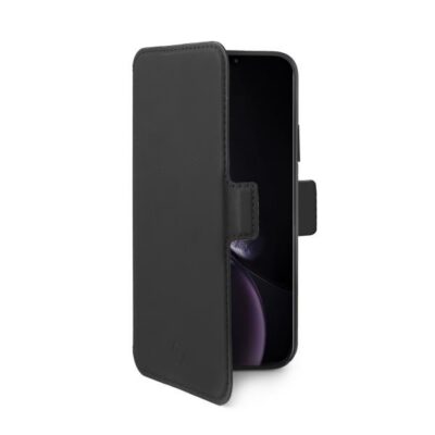 PRESTIGEM - Custodia ad agenda ultrasottile con finitura morbida con effetto opaco colore nero compatibile con Apple iPhone Xr