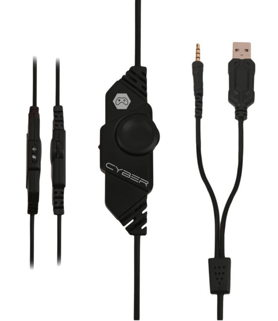 CYBERBEAT - Cuffia a filo per Gaming, connessione jack 3.5mm, padiglioni imbottiti, microfono flessibile, controllo remoto, funzione mute, luci LED