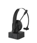 SWHEADSETMONO - Cuffia mono wireless per utilizzo ufficio, dotata di base di ricarica, archetto e microfono regolabili, tasti multi funzione