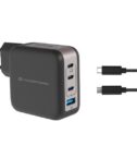 CARICATORE PD USB 4-PORTE 100W GaN con cavo di ricarica USB-C, (3x USB-C, 1x USB-A, QC 3.0, PPS) - NERO