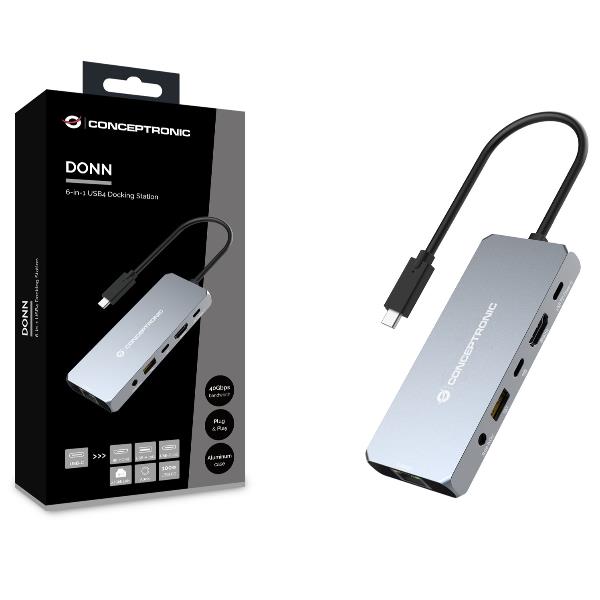 DOCKING STATION 6-IN-1 USB4 - 40Gbps, 8K 60Hz HDMI, 2.5GbE LAN, USB-A 10Gbps, USB-C 10Gbps, 100W USB PD, Audio
