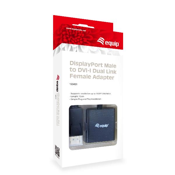 EQUIP - ADATTATORE DISPLAYPORT (M) - DVI-I DUAL LINK (F)