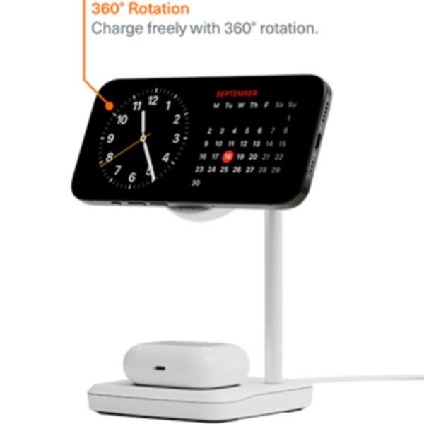 Base di ricarica 2 in 1 ChargeBase Qi2 per iPhone e AirPods - Bianco