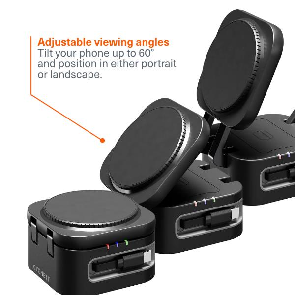 Caricabatterie wireless pieghevole 3 in 1 con cavo retrattile