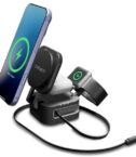 Caricabatterie wireless pieghevole 3 in 1 con cavo retrattile