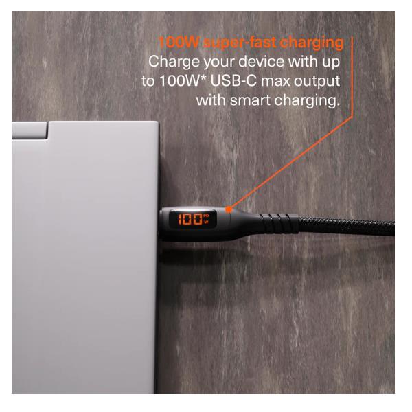 Unite Intelli-Cable USB-C with LED Display 1M Black
