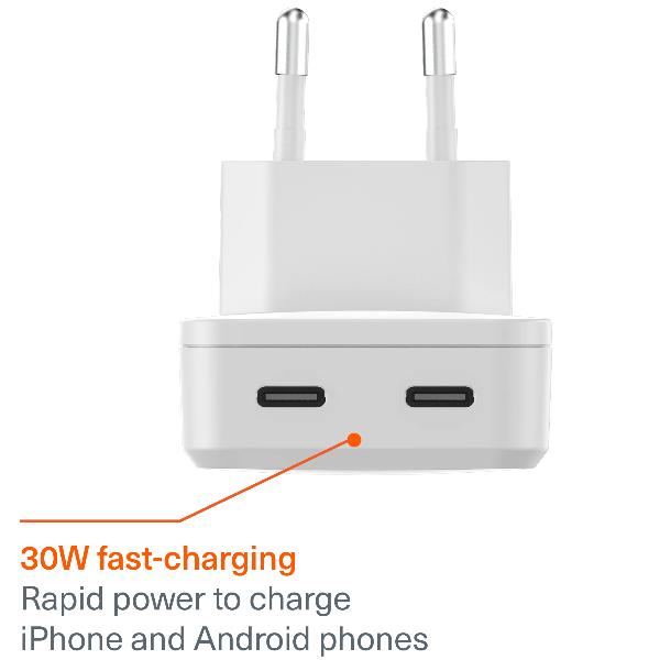 CHARGEPLUS DUAL USB-C SLIM WALL 65W