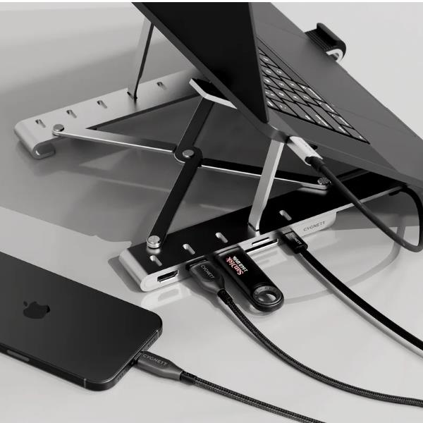 Hub 7 in 1 con supporto pieghevole per laptop PD 100W