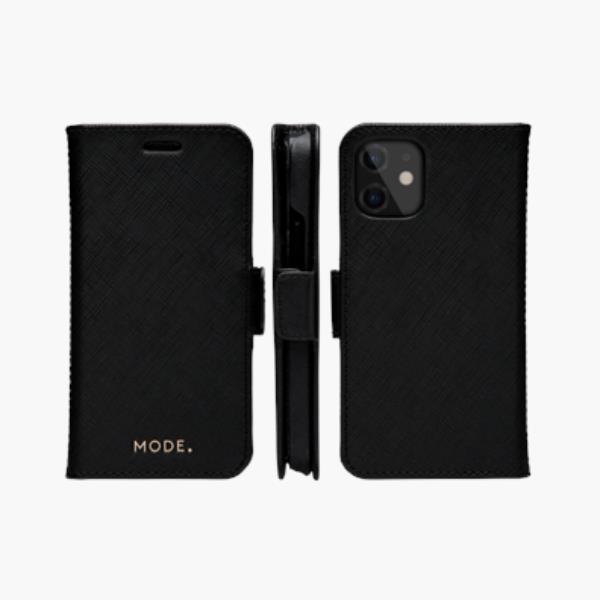 New York - Custodia in pelle Saffiano per iPhone 12 mini - Nero