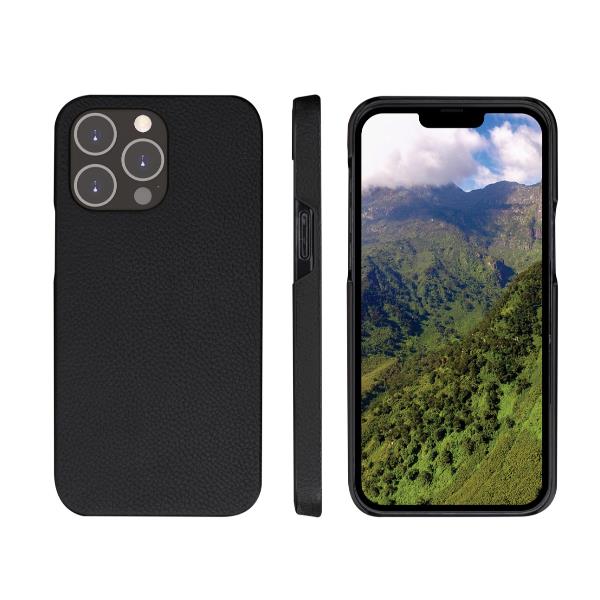 New York - Custodia in Pelle per iPhone 14 Pro Max - Nero