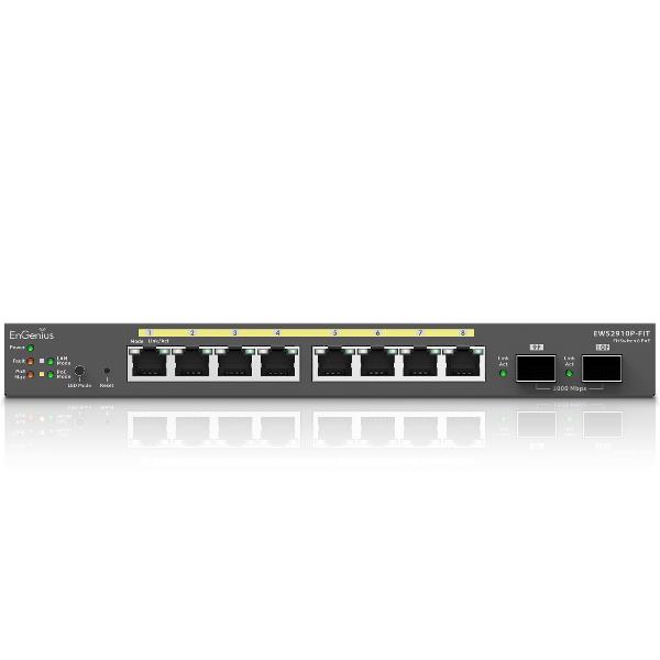 Switch 8-port GbE PoE.af/at(+) 130W, 2xSFP Desktop wall-mountable