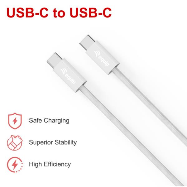 EQUIP - Cavo USB 2.0, USB-C Maschio a USB-C Maschio, PD 60W, Bianco - 0.3m