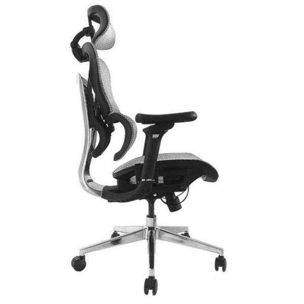 EQUIP - SEDIA DA UFFICIO ERGONOMICA PREMIUM, con poggiatesta e braccioli, Grigia