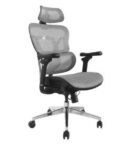 EQUIP - SEDIA DA UFFICIO ERGONOMICA PREMIUM, con poggiatesta e braccioli, Grigia
