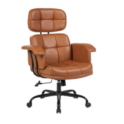 EQUIP - Sedia da ufficio direzionale ergonomica in pelle PU, marrone