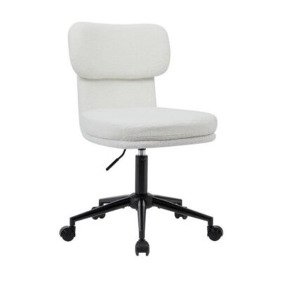 EQUIP - Sedia da scrivania girevole, sedia imbottita in ciniglia, per l'ufficio domestico, regolabile in altezza, base cromata, bianca