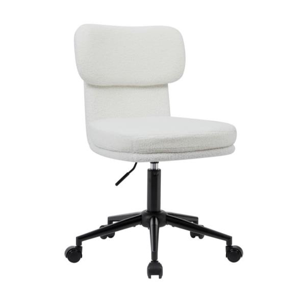EQUIP - Sedia da scrivania girevole, sedia imbottita in ciniglia, per l'ufficio domestico, regolabile in altezza, base cromata, bianca