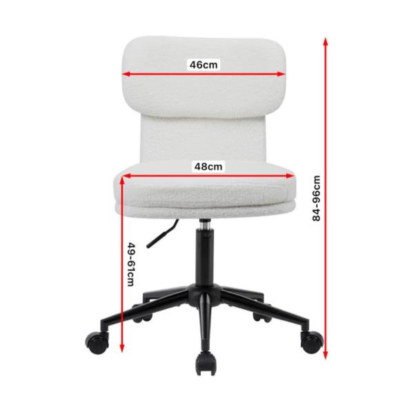 EQUIP - Sedia da scrivania girevole, sedia imbottita in ciniglia, per l'ufficio domestico, regolabile in altezza, base cromata, bianca